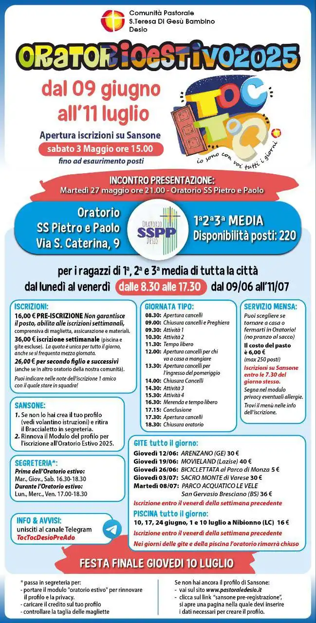 Oratorio estivo 2025 – 1ª, 2ª, 3ª media